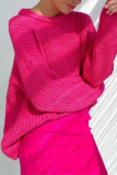 Casual Daily Solid Color Weave O Neck Tops