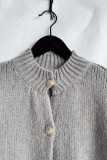 Casual Daily Solid Color Buttons O Neck Outerwear