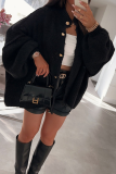 Casual Daily Solid Color Buttons O Neck Outerwear