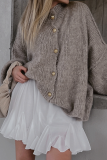 Casual Daily Solid Color Buttons O Neck Outerwear