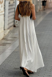 Casual Solid Color Patchwork Contrast V Neck Sling Dresses