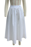 Casual Daily Solid Color Pocket Buttons Loose High Waist Type A Solid Color Bottoms