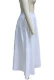 Casual Daily Solid Color Pocket Buttons Loose High Waist Type A Solid Color Bottoms
