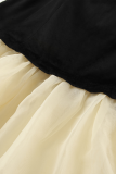Sexy Solid Color Mesh Contrast Strapless Strapless Dresses
