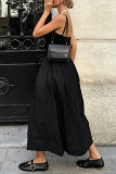 Casual Street Solid Color Pocket Patchwork U Neck Sling Dresses