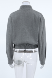 Casual Solid Color Pocket Buttons Gross Mandarin Collar Outerwear