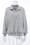 Casual Daily Solid Color Buttons Turndown Collar Tops