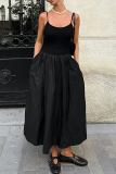 Casual Street Solid Color Pocket Patchwork U Neck Sling Dresses