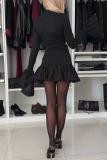 Sexy Solid Color Ruffle Half A Turtleneck A Line Dresses