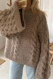 Casual Solid Color Weave O Neck Tops
