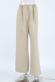 Casual Solid Color Pocket Buttons Loose High Waist Wide Leg Solid Color Bottoms