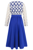 Daily Elegant Solid Color Lace Lace Up Contrast V Neck A Line Dresses