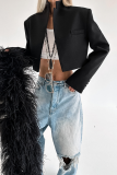 Casual Daily Solid Color Buttons Patchwork Mandarin Collar Outerwear