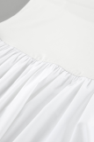 Casual Solid Color Ruched Square Neck Sling Dresses