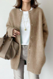 Casual Solid Color Gross O Neck Outerwear(wool felt style)