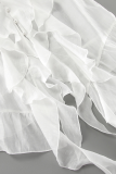 Elegant Solid Color See-Through Ruffle Lotus Leaf Collar Tops