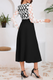 Daily Elegant Solid Color Lace Lace Up Contrast V Neck A Line Dresses