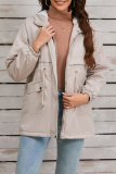 Casual Street Solid Color Draw String Lace Up Fluffy Hooded Outerwear