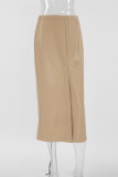 Casual Street Solid Color Slit Zipper Regular Straight Solid Color Bottoms