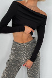 Sexy Solid Color Ruched Oblique Collar Tops
