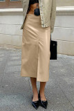 Casual Street Solid Color Slit Zipper Regular Straight Solid Color Bottoms