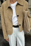 Casual Daily Solid Color Buttons Turndown Collar Outerwear