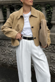 Casual Daily Solid Color Buttons Turndown Collar Outerwear