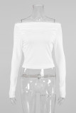Sexy Solid Color Ruched Oblique Collar Tops