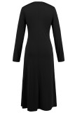 Casual Solid Color Slit Ruched V Neck Long Sleeve Two Pieces
