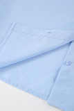 Casual Solid Color Buttons Patchwork Turndown Collar Tops