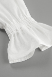 Casual Solid Color Ruffle V Neck Tops