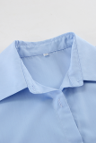 Casual Solid Color Buttons Patchwork Turndown Collar Tops