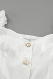 Sexy Solid Color Buttons Off Shoulder Tops