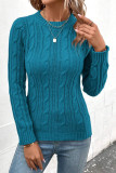 Casual Solid Color Weave O Neck Tops