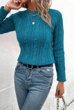 Casual Solid Color Weave O Neck Tops