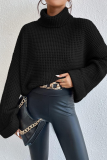 Casual Daily Solid Color Weave High Neck Tops