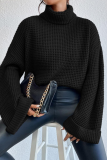 Casual Daily Solid Color Weave High Neck Tops