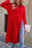Casual Street Solid Color Slit O Neck Long Sleeve Dresses