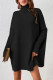 Casual Street Solid Color Weave Turtleneck Long Sleeve Dresses