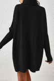 Casual Street Solid Color Weave Turtleneck Long Sleeve Dresses