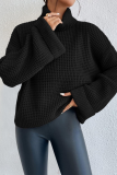 Casual Daily Solid Color Weave High Neck Tops