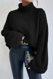 Casual Daily Solid Color Weave High Neck Tops