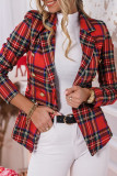 Fashion Street Plaid Patchwork Turn-back Collar Outerwear