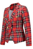 Fashion Street Plaid Patchwork Turn-back Collar Outerwear
