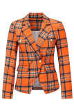 Fashion Street Plaid Patchwork Turn-back Collar Outerwear