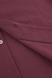Casual Daily Solid Color Pocket Buttons Turndown Collar Long Sleeve Two Pieces