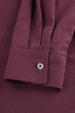 Casual Daily Solid Color Pocket Buttons Turndown Collar Long Sleeve Two Pieces