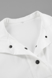 Casual Street Solid Color Draw String Pocket Buttons Turndown Collar Long Sleeve Two Pieces