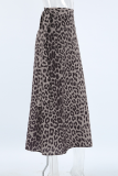 Elegant Leopard Lace Up Loose High Waist Type A Full Print Bottoms