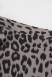 Elegant Leopard Lace Up Loose High Waist Type A Full Print Bottoms